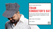 Load image into Gallery viewer, Blue Hickory Striped Train Conductor Engineer Hat - HalloweenCostumes4U.com - Costume Props &amp; Accessories