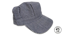 Load image into Gallery viewer, Blue Hickory Striped Train Conductor Engineer Hat - HalloweenCostumes4U.com - Costume Props &amp; Accessories