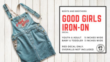 Load image into Gallery viewer, Good Guys GOOD GIRLS Logo Vinyl Iron-On Decal - HalloweenCostumes4U.com - Costume Props &amp; Accessories