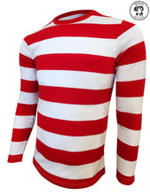 Load image into Gallery viewer, Mens Red &amp; White Striped T-Shirt Costume - Boots and Brothers Costumes &amp; Accessories - HalloweenCostumes4U.com - Adult Costumes
