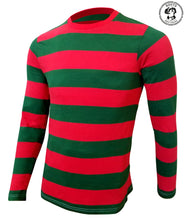 Load image into Gallery viewer, Mens Red &amp; Green Nightmare on the Street Striped T-Shirt Costume - Boots and Brothers Costumes &amp; Accessories - HalloweenCostumes4U.com - Adult Costumes